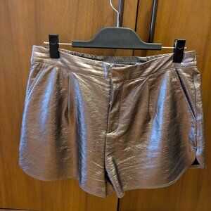 Grey Lab Shiny Bronze Faux Leather Shorts